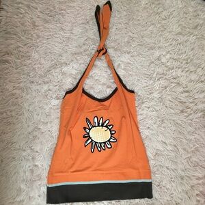 Orange flower halter top